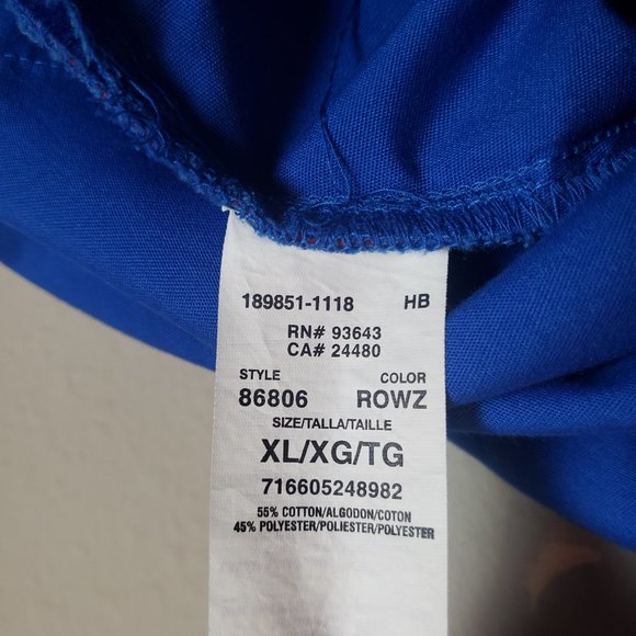 Dickies Royal Blue V-Neck Scrub Top XL - Picture 5 of 6